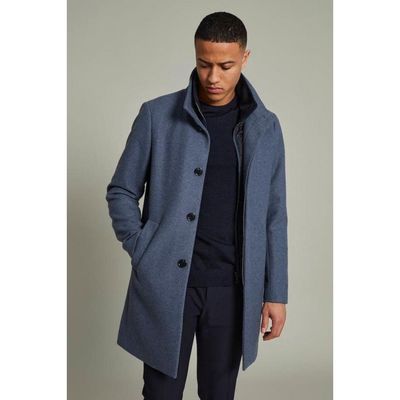HARVEY N CLASSIC WOOL OVERCOAT 194026 DUST BLUE 30203845