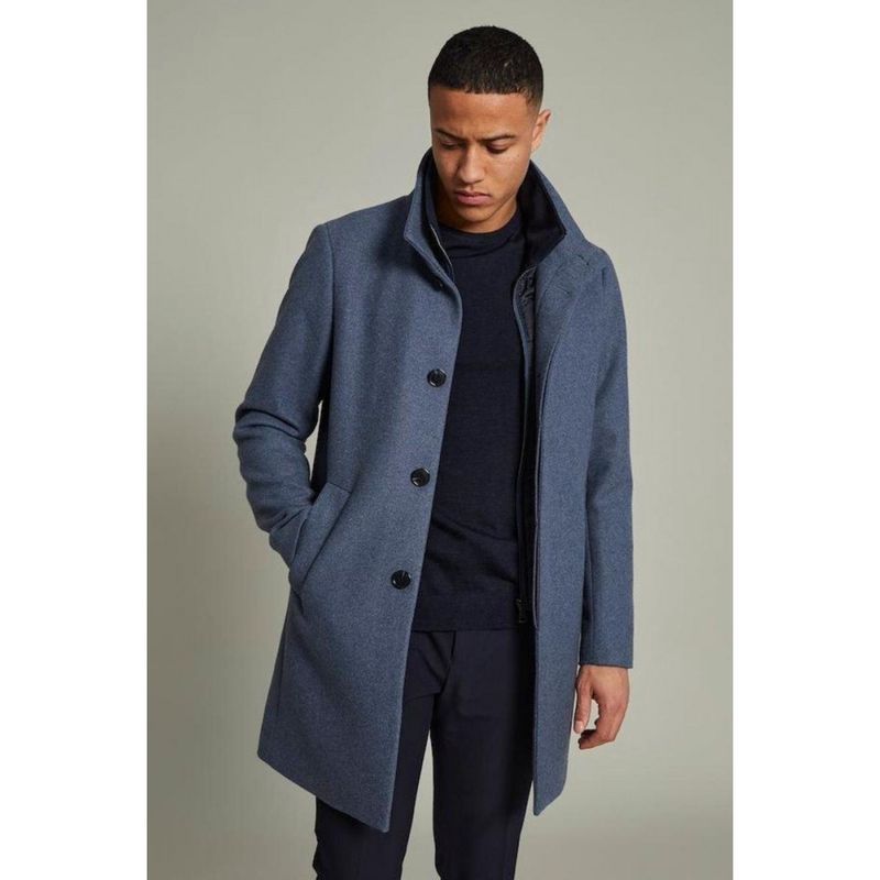 HARVEY N CLASSIC WOOL OVERCOAT 194026 DUST BLUE 30203845