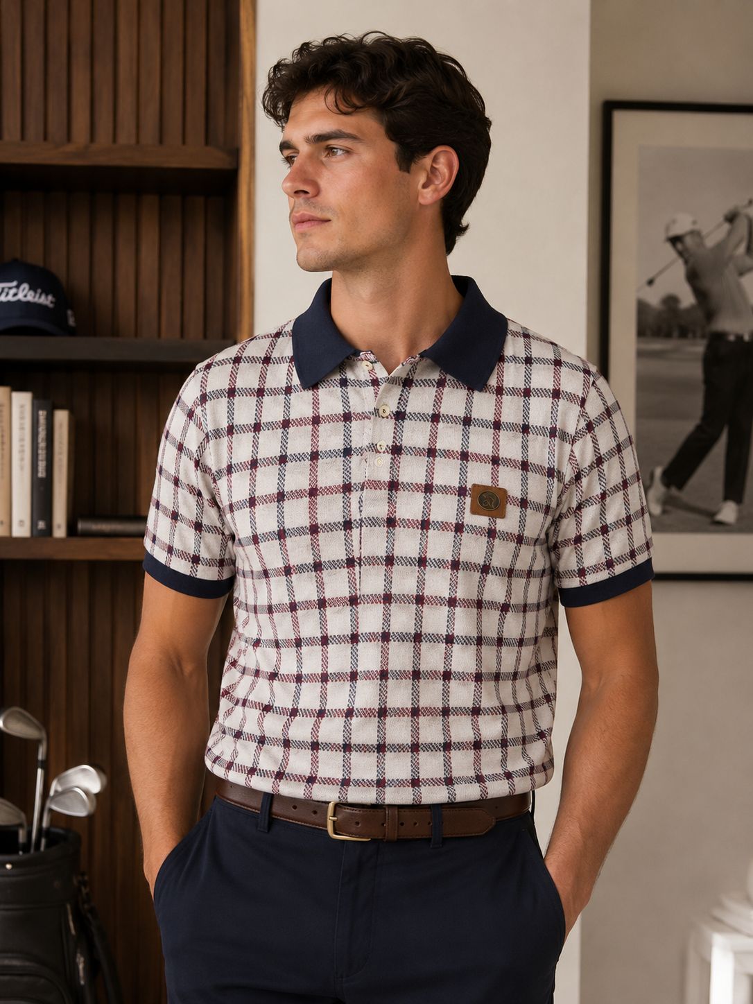 TR8639 TROJAN CHECK PANEL POLO NAVY