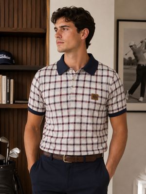 TR8639 TROJAN CHECK PANEL POLO NAVY
