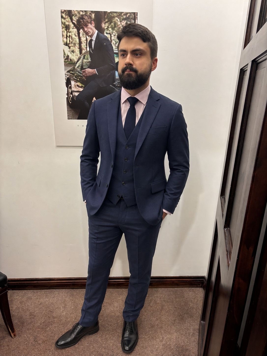 TB023/150 PREMIUM BLUE PANAMA 3PC SUIT