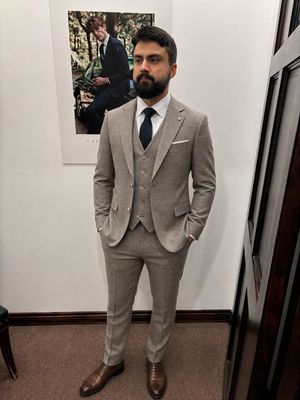 LOTUS TAILORED 3PC  SUIT   BROWN