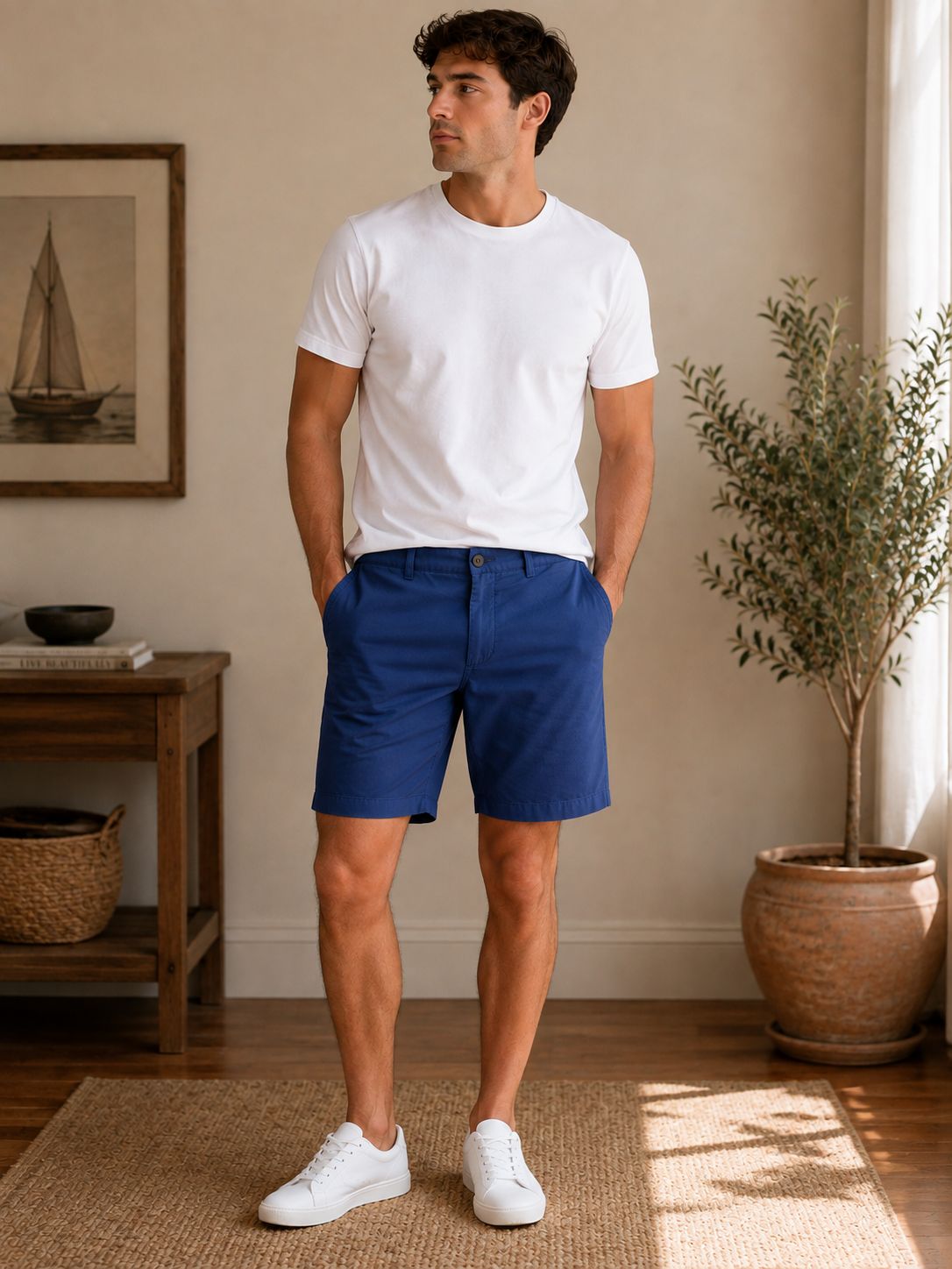 59AZB FRENCH CONNECTION STRETCH CHINO SHORTS NAVY