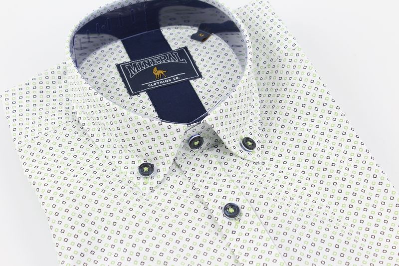 ML252236 DARVER PRINT SHIRT WHITE/SAGE