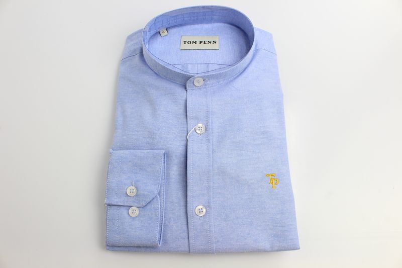 TOM PENN GRANDAD SHIRT TP827 BLUE