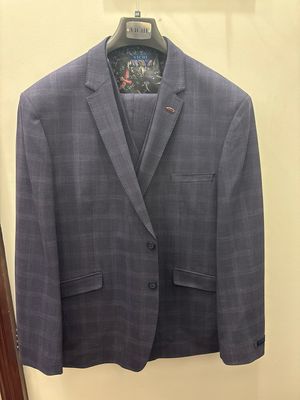 VICHI FASHION 3PC SUIT AMARI NAVY/WINE CHECK