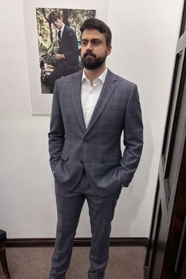 VICHI FASHION 3PC SUIT AMARI NAVY/WINE CHECK