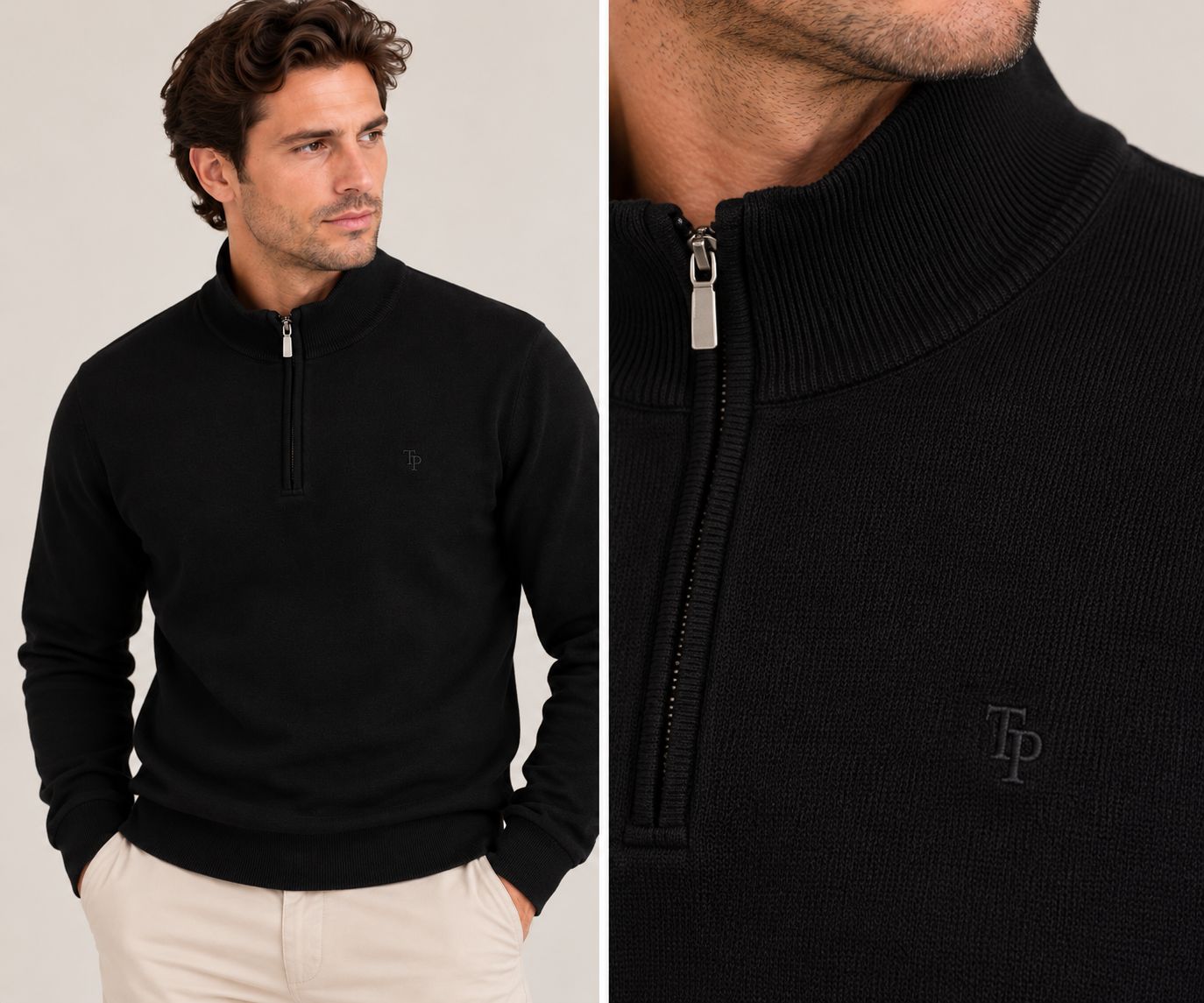 TOM PENN 1/4 ZIP BLACK TP052K