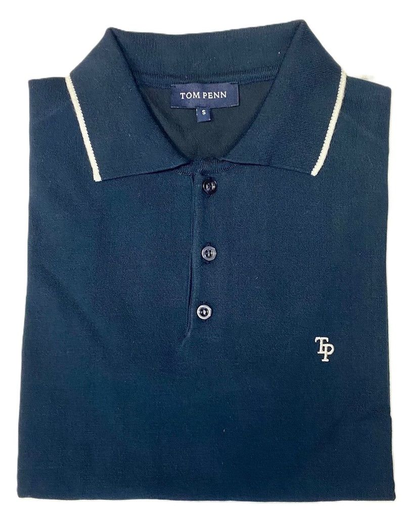 TOM PENN KNITTED POLO NAVY TP062K