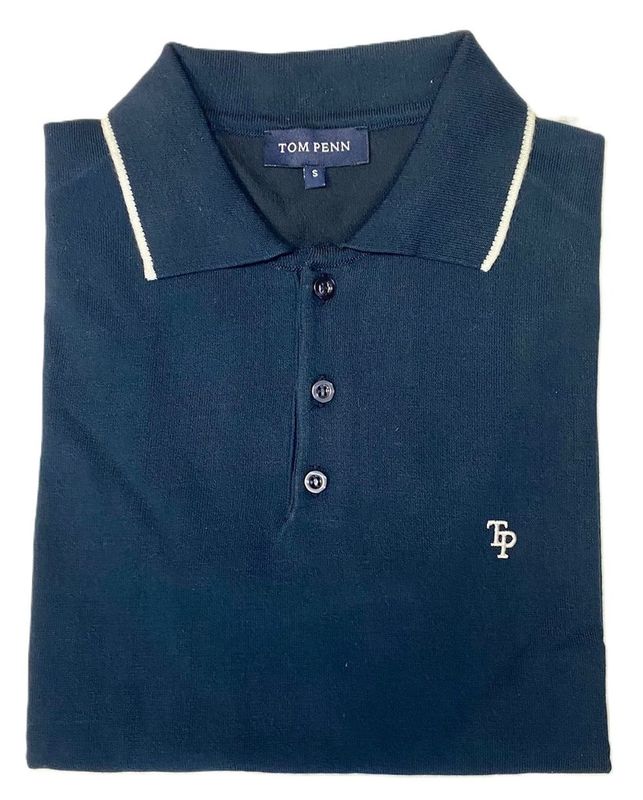 TOM PENN KNITTED POLO NAVY TP062K