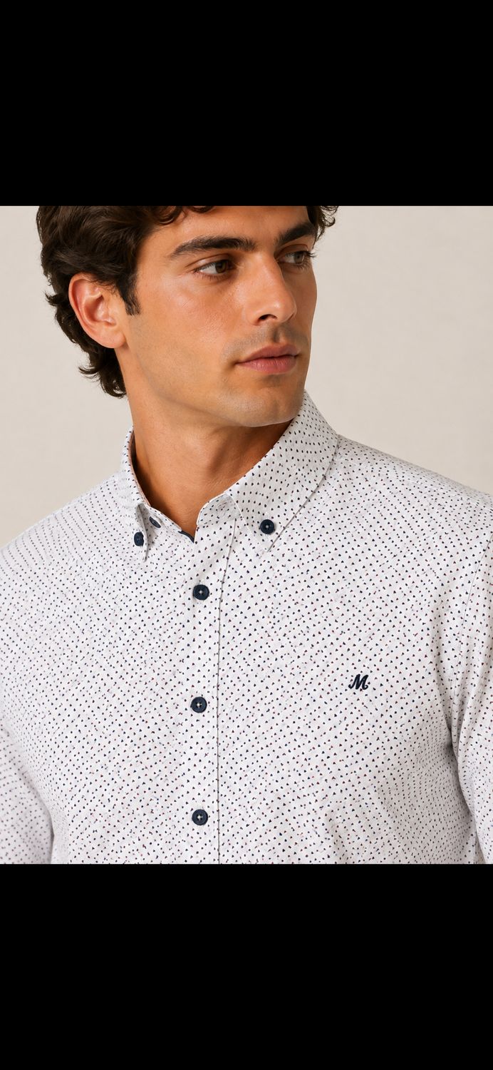 ML252251 DARROW LS PRINTED SHIRT WHITE/RED