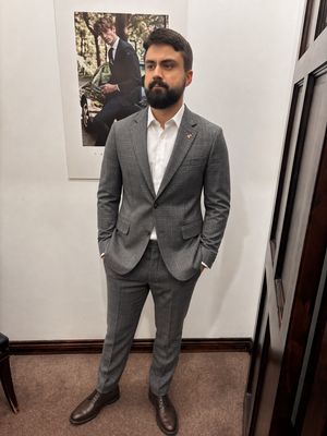 FRATELLI UNITI 1065 NAVY CHECK 3PC SUIT