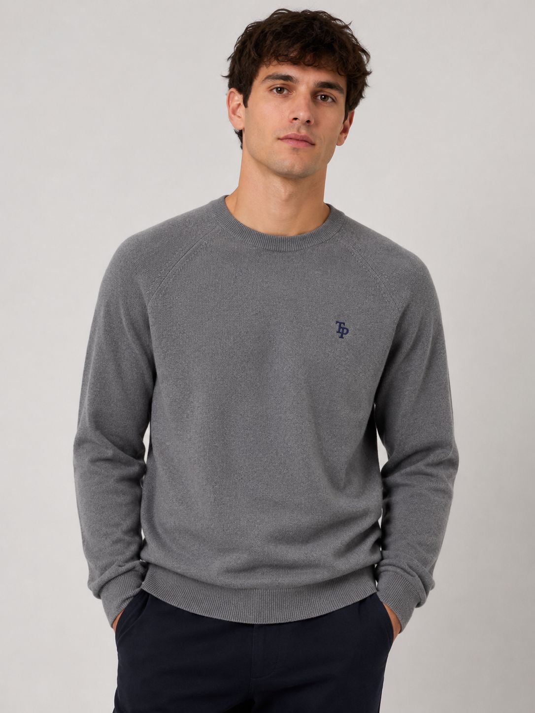 TOM PENN CREW NECK KNITWEAR GREY TP069K