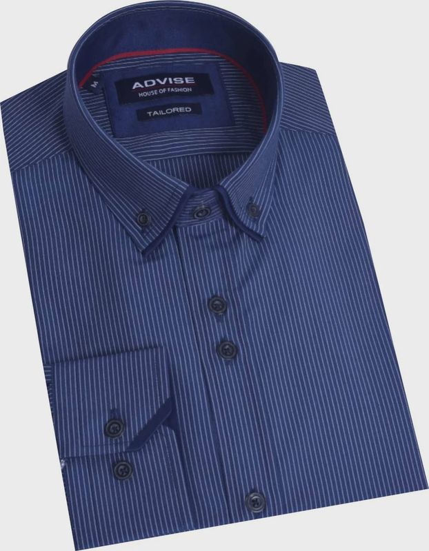 ADVISE DOUBLE COLLAR STRIPE SHIRT NAVY AD910