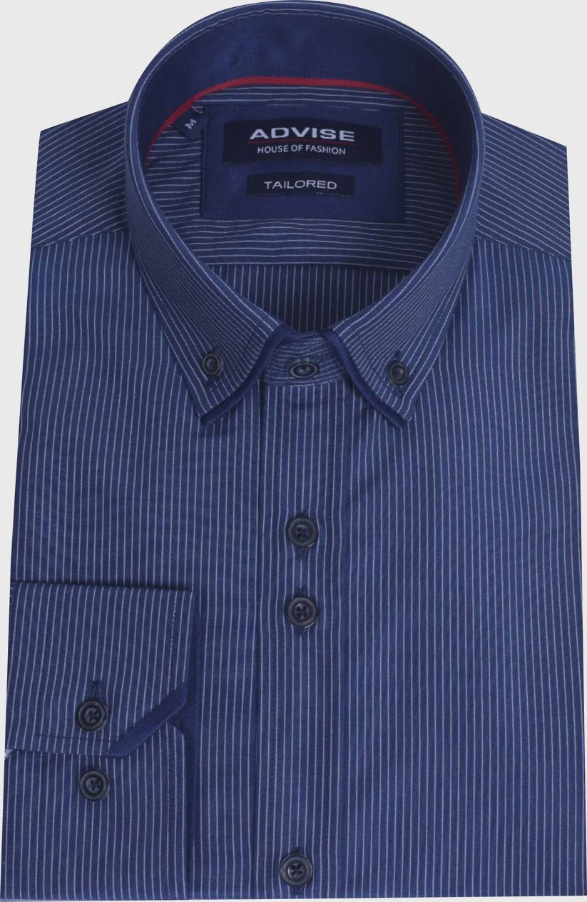 ADVISE DOUBLE COLLAR STRIPE SHIRT NAVY AD910