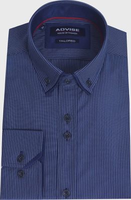 ADVISE DOUBLE COLLAR STRIPE SHIRT NAVY AD910