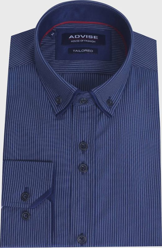 ADVISE DOUBLE COLLAR STRIPE SHIRT NAVY AD910