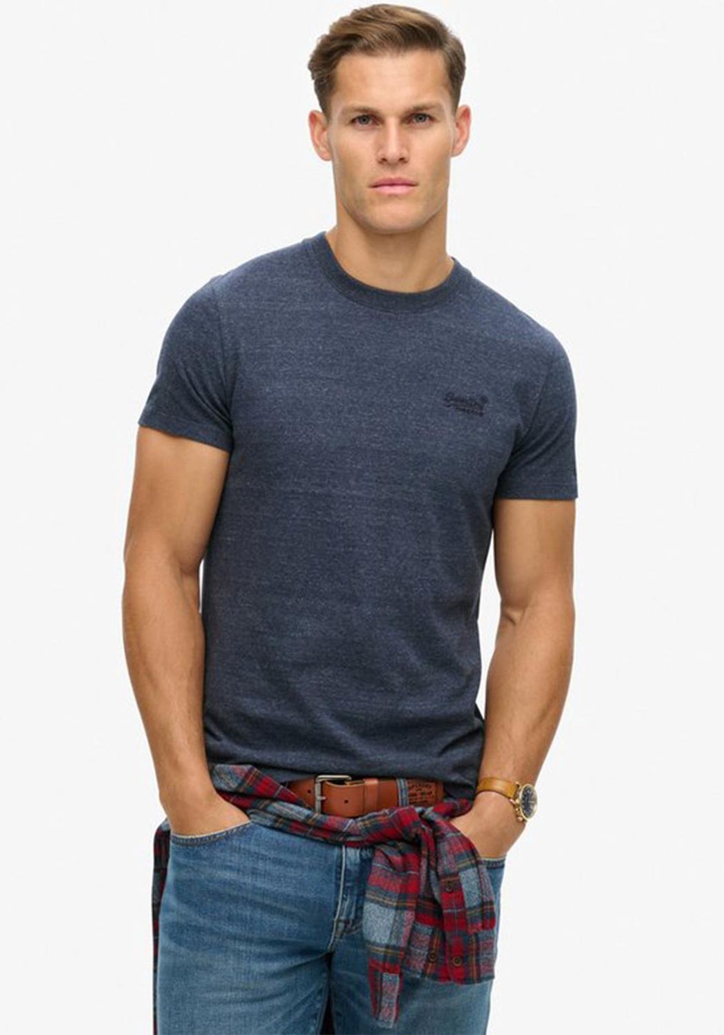 SUPERDRY ESSENTIAL LOGO EMB TEE DARK INDIGO BLUE MARL M1011245A
