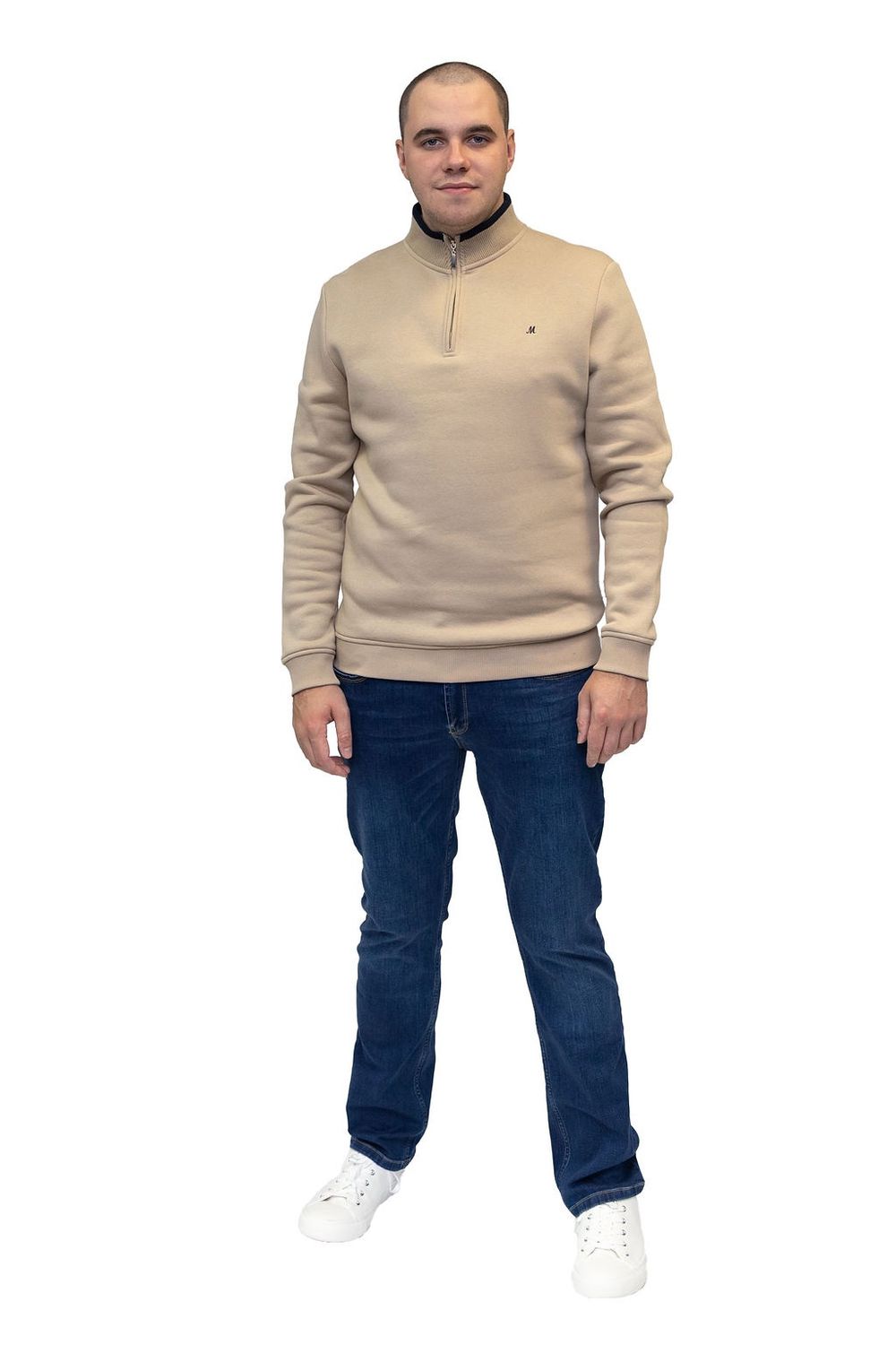 REY 1/4 ZIP 300GEM SWEAT ML301359 LIGHT STONE