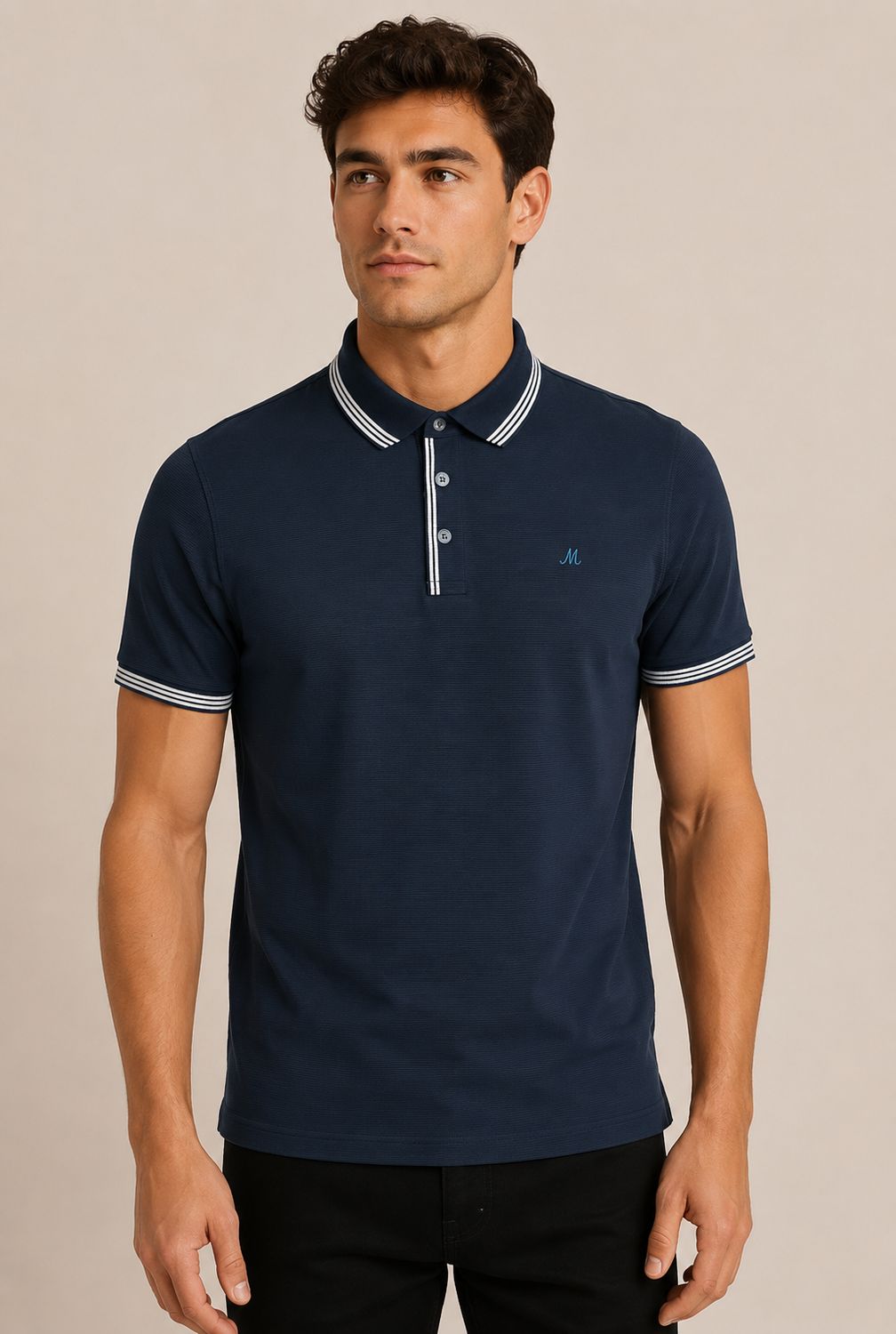 ML211521 MATTY 200GSM B/D JERSEY POLO NAVY