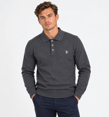 TOM PENN KNITTED POLO GREY TP055K