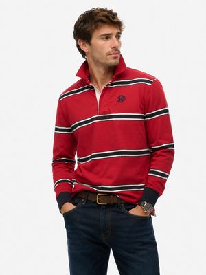 SUPERDRY VINTAGE ATHLETIC STRIPE RUGBY POLO RED STRIPE  M1110479A