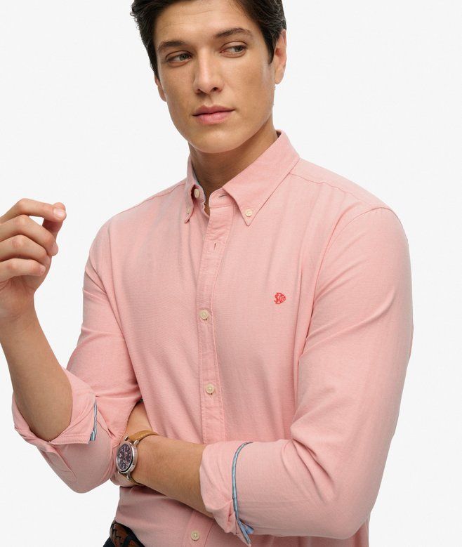 SUPERDRY PREPPY OXFORD LS SHIRT PEACH AMBER PINK CHAMBRAY M4011100A