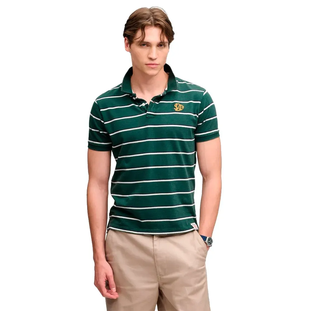 SUPERDRY VINTAGE STRIPE JERSEY POLO GREEN STRIPE M1110464A