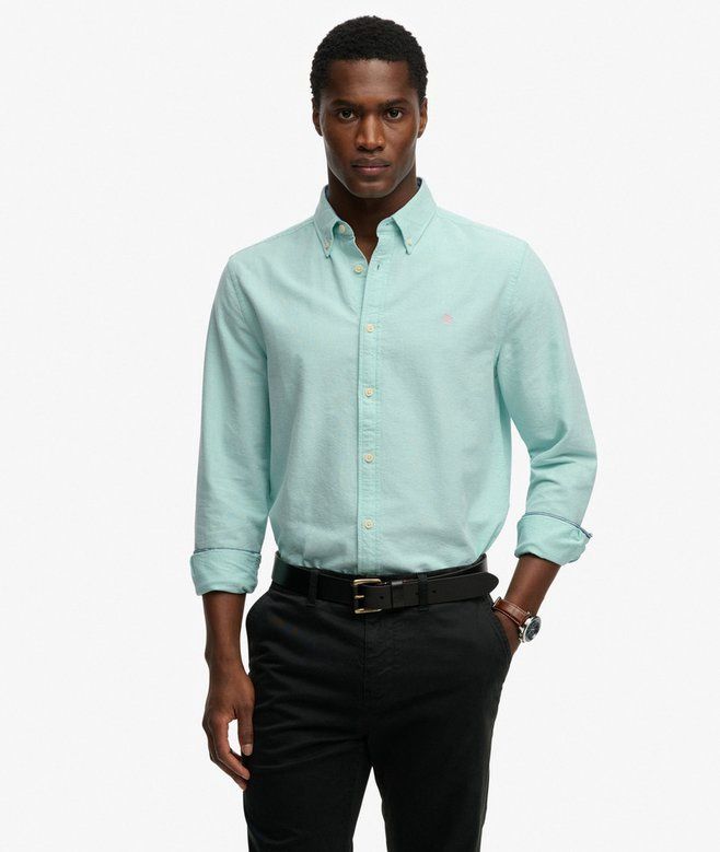 SUPERDRY PREPPY OXFORD LS SHIRT SPEARMINT LIGHT GREEN CHAMBRAY M4011100A