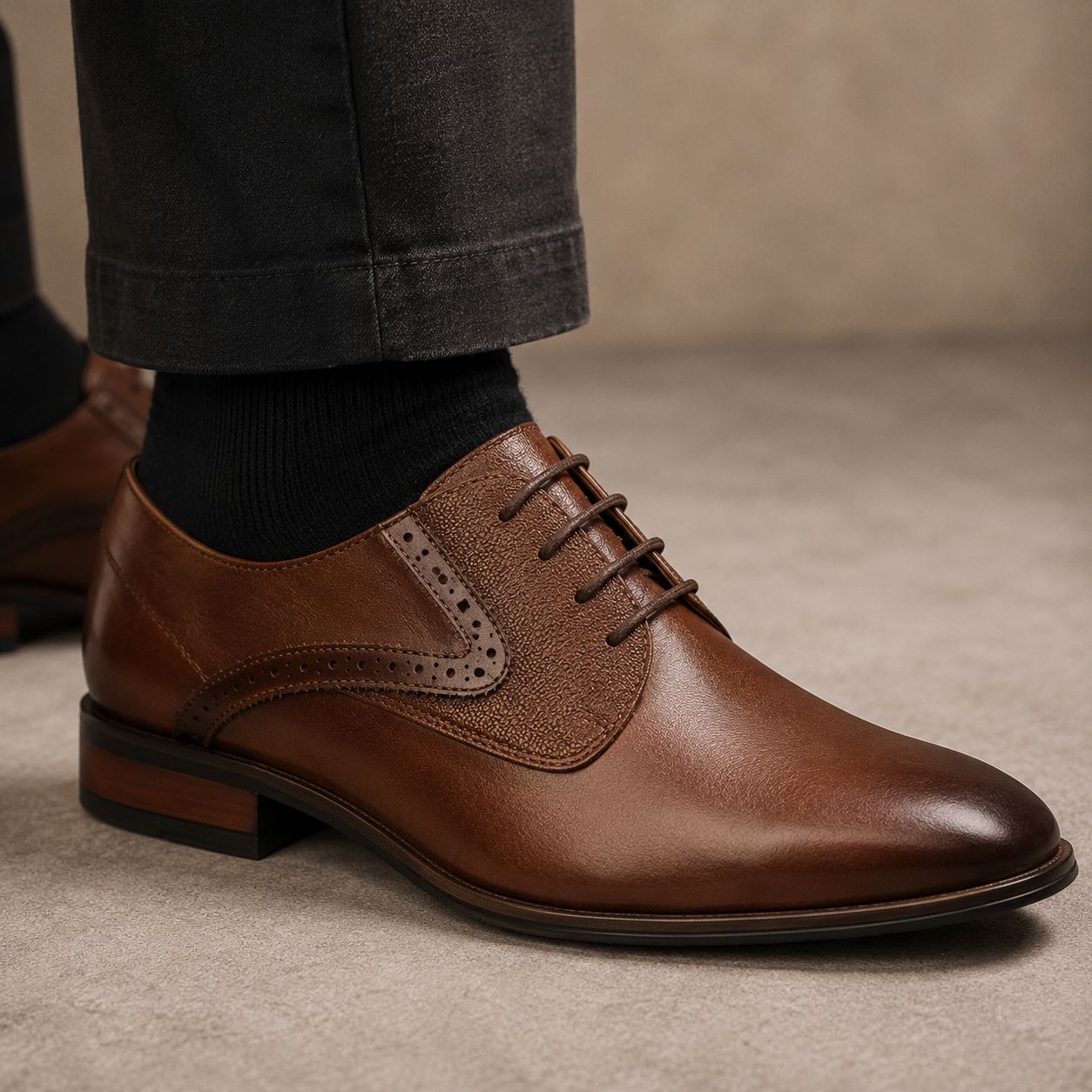 GOOR 215 MENS PLAIN VAMP GIBSON TIE SHOE TAN PU