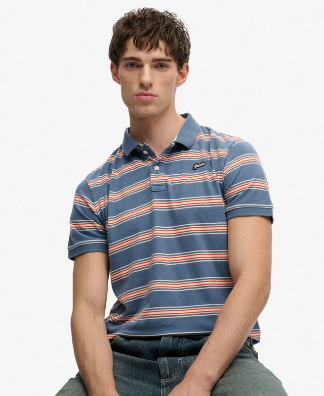 SUPERDRY VINTAGE STRIPE JERSEY POLO RETRO BLUE STRIPE M1110464A