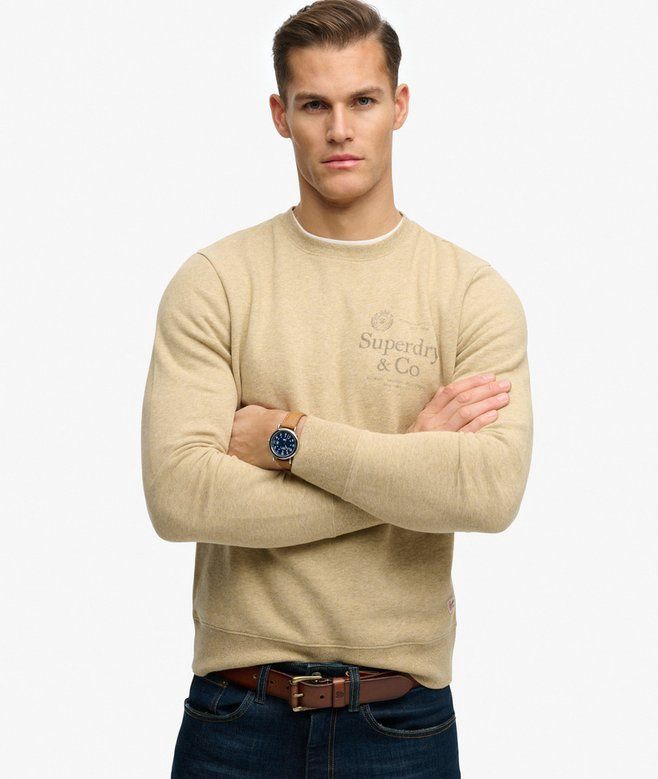 SUPERDRY 1954 COMPANY RELAXED SWEAT PUMICE STONE BEIGE MARL M2014539A