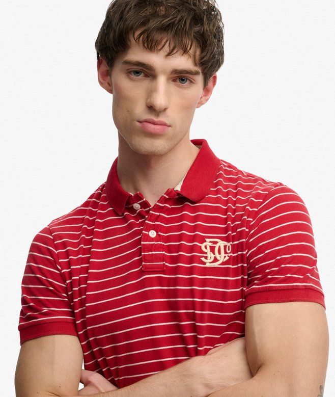 SUPERDRY VINTAGE STRIPE JERSEY POLO RED STRIPE  M1110464A