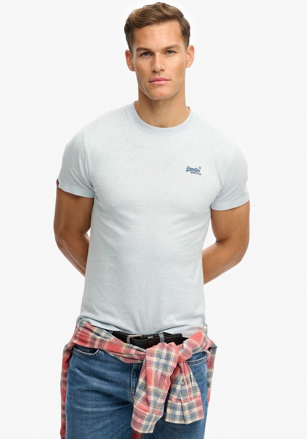 SUPERDRY ESSENTIAL LOGO EMB TEE ICY BLUE MARL/NAVY M1011245A