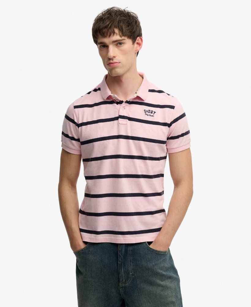 SUPERDRY VINTAGE STRIPE JERSEY POLO PINK NAVY STRIPE M1110464A