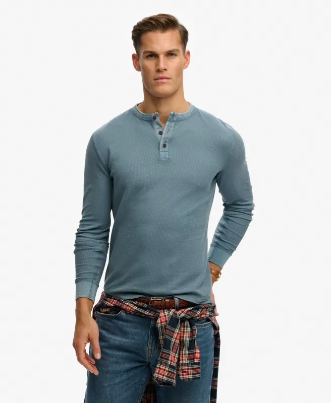 SUPERDRY LW TEXTURED GRANDAD TOP COPEN BLUE M6010956A