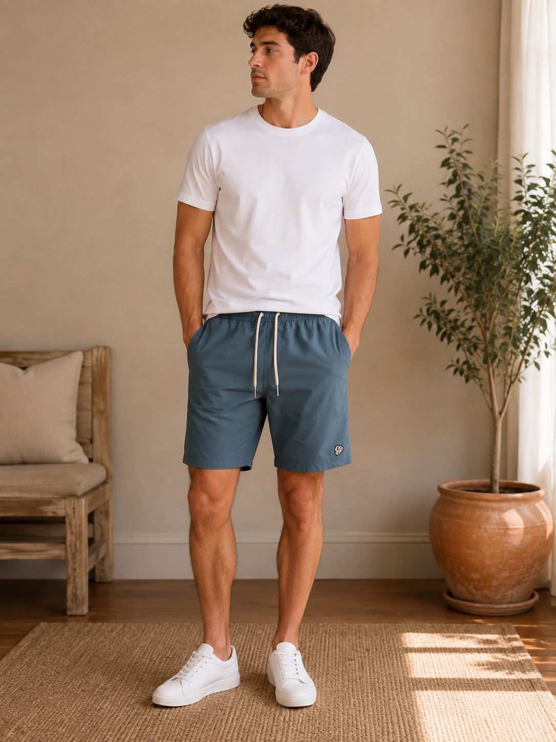 SUPERDRY EMBROIDERED LOGO 15 SWIM SHORT BLUE BOTTLE M3010267A