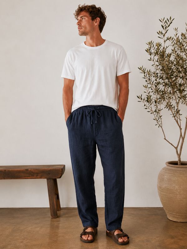 SUPERDRY MERCHANT LINEN PANT ECLIPSE NAVY M7011509A