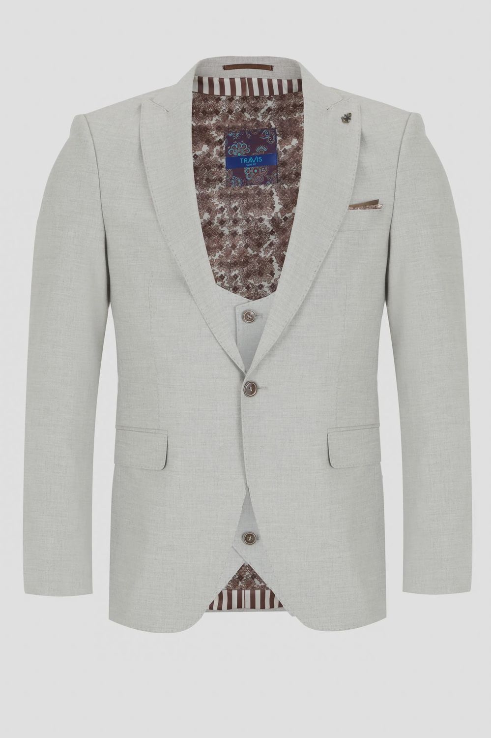 TRAVIS CARLOS 3PC SUIT STONE
