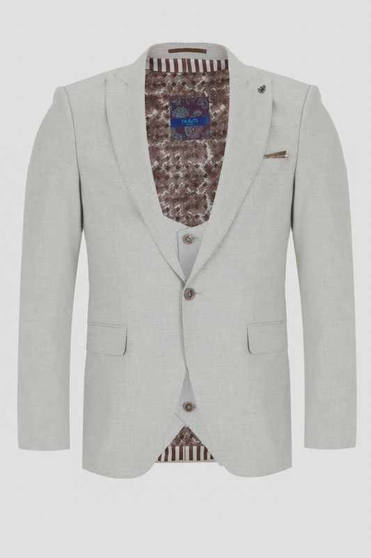 TRAVIS CARLOS 3PC SUIT STONE
