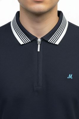 ML211520 EOIN ZIP NECK 200GSM POLO NAVY
