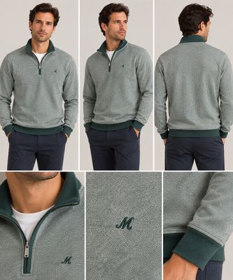 ML351470 RIVER 1/4 ZIP KNIT FERN GREEN