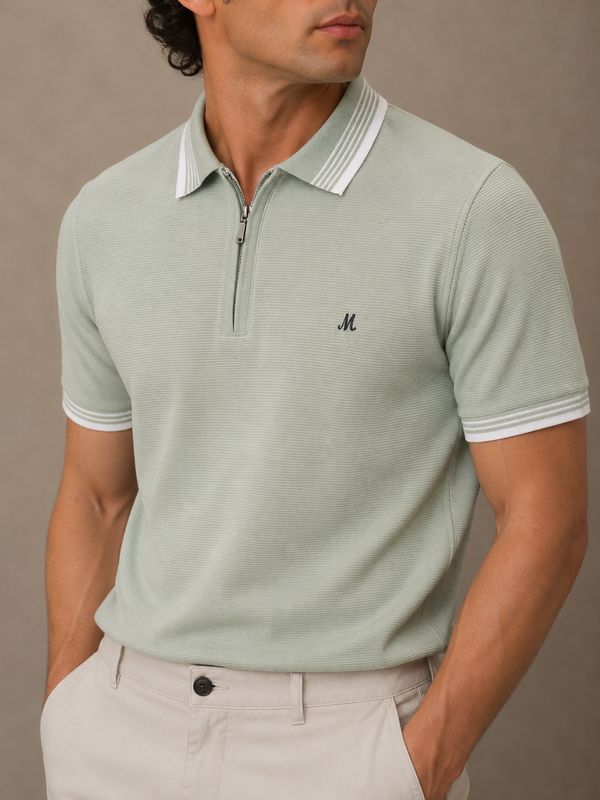 ML211520 EOIN ZIP NECK 200GSM POLO GREEN