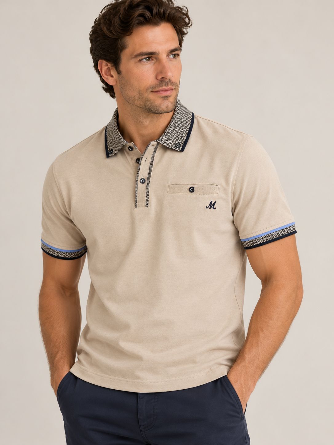 ML211521 MATTY 200GSM B/D JERSEY POLO LIGHT STONE