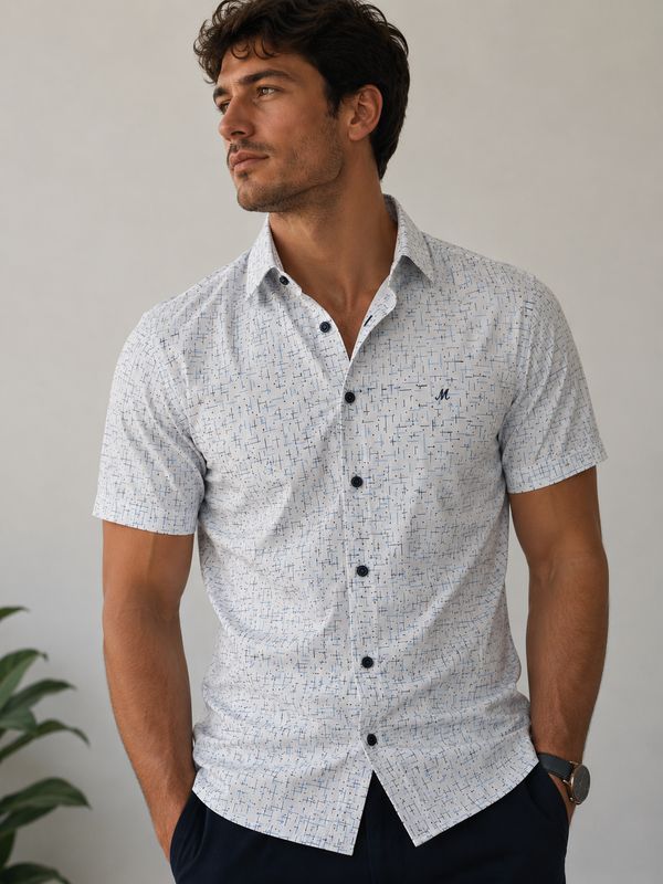 ML273166 BALDWIN SS SHIRT WHITE/BLUE