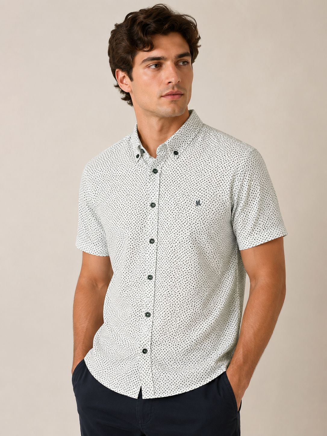 ML273165 GLASS SS SHIRT WHITE/GREEN