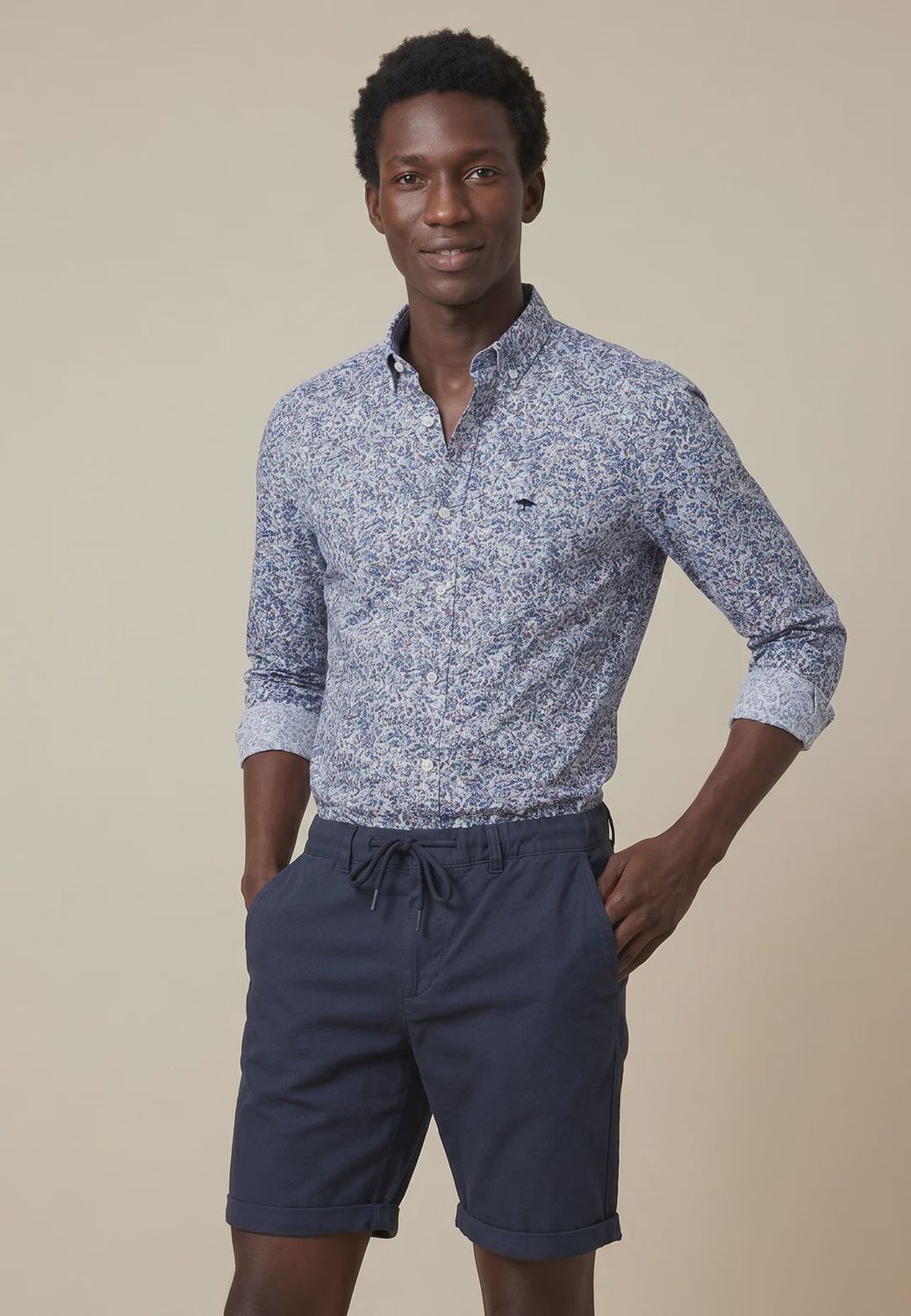1602 8240 FYNCH HATTON SHIRT COL 342 FLOWER PRINT AUBERGINE
