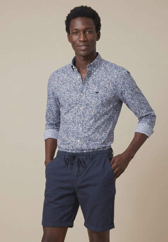 1602 8240 FYNCH HATTON SHIRT COL 342 FLOWER PRINT AUBERGINE