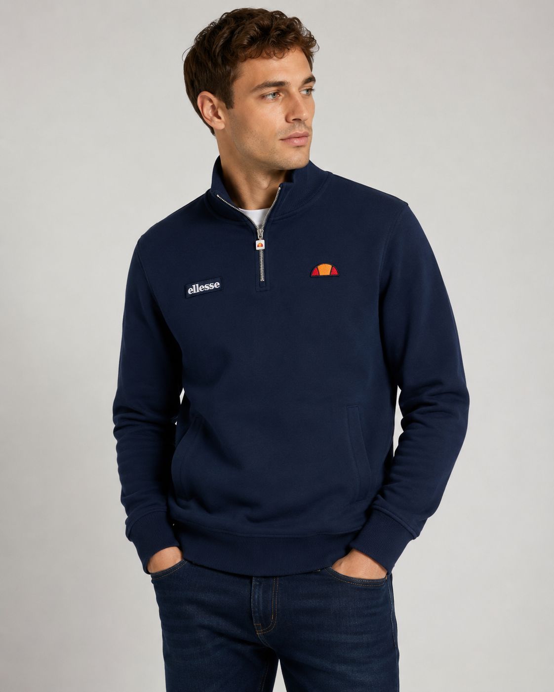 ELLESSE PELEGRINI 1/4 ZIP NAVY SHB14638