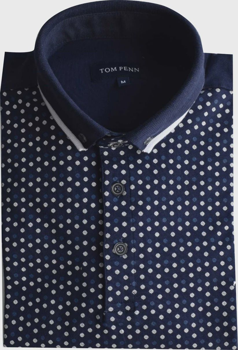 TOM PENN FRONT PRINTED POLO NAVY TPP978